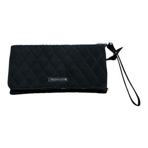 Vera Bradley Women's Black Quilted Wristlet Wallet Floral Interior